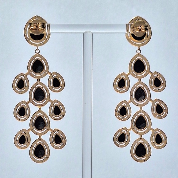 Black Onyx Chandelier Drop Earrings NWOT - Picture 3 of 3